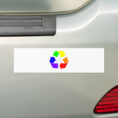 Rainbow Recyclen Sign. Bumpersticker (Op auto)