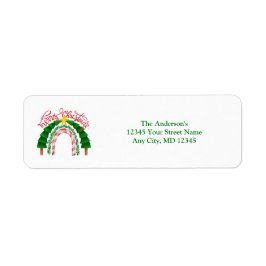Rainbow Red Green-kerstterugzendadres Etiket