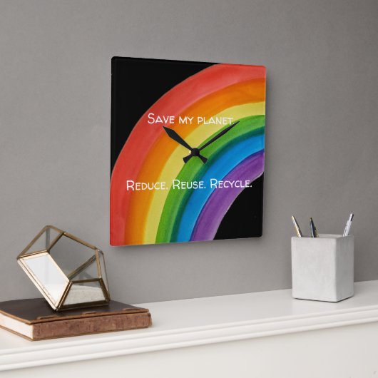 RAINBOW Red mijn planeet (aanpasbaar) Vierkante Klok (Kantoor)