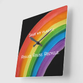 RAINBOW Red mijn planeet (aanpasbaar) Vierkante Klok (Hoek)