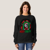 Rainbow Red Pset Merry Kerstmis Funny Pitbull do Trui (Voorkant volledig)