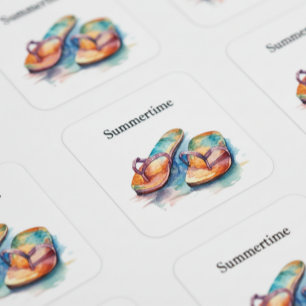 Rainbow Reef Flip Flops, op maat gemaakt Vierkante Sticker
