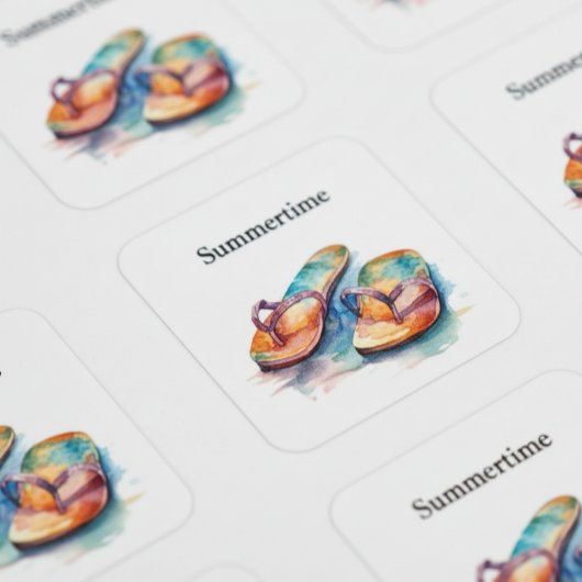 Rainbow Reef Flip Flops, op maat gemaakt Vierkante Sticker