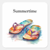 Rainbow Reef Flip Flops, op maat gemaakt Vierkante Sticker (Voorkant)