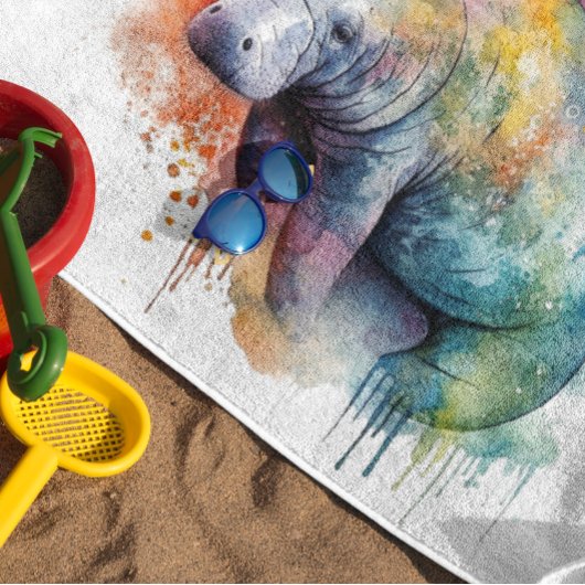Rainbow Reef Manatee, op maat Badhanddoek