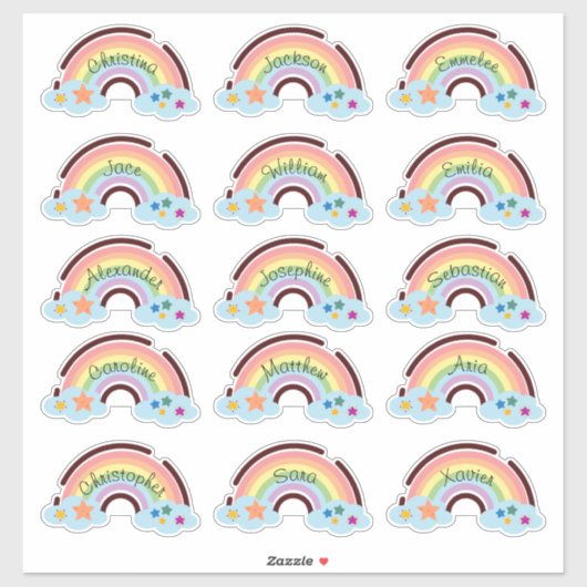 Rainbow Regenboog Custom Meerdere Naam Stickers (Vel)