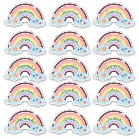 Rainbow Regenboog Custom Meerdere Naam Stickers (Voorkant)