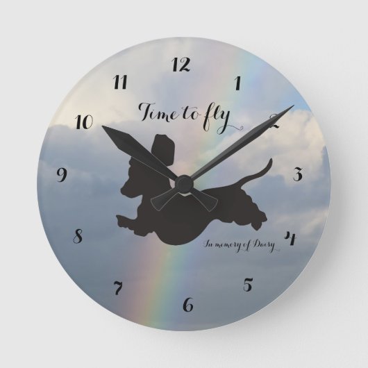 Rainbow Remembrance Dachshund Wall Clock Ronde Klok (Voorkant)