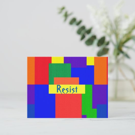 Rainbow Resist Abstract Patchwork Pattern Briefkaa Briefkaart (Staand voorkant)