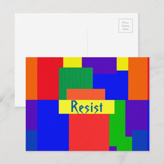 Rainbow Resist Abstract Patchwork Pattern Briefkaa Briefkaart (Voorkant / Achterkant)