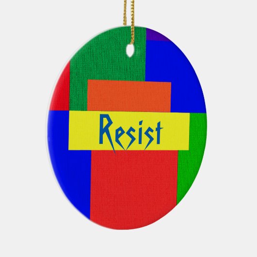 Rainbow Resist Patchwork Quilt Design Ornament (Rechts)