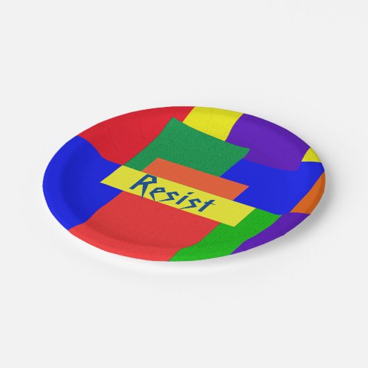 Rainbow Resist Patchwork Quilt Design Paper Borden Papieren Bordje (Gekanteld)