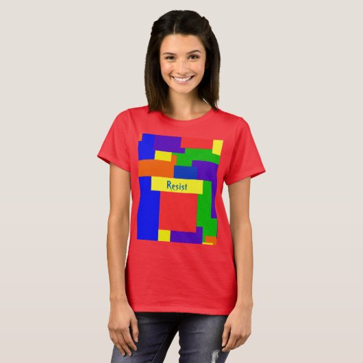 Rainbow Resist Patchwork Quilt Design T-shirt (Voorkant volledig)