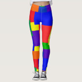 Rainbow Resist Patchwork Textured Quilt Look Leggings (Voorkant)