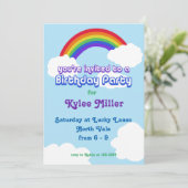 Rainbow retro Birthday Invite Kaart (Staand voorkant)