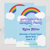 Rainbow retro Birthday Invite Kaart (Voorkant / Achterkant)