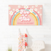 Rainbow Retro Five is a Vibe Groovy 5e Verjaardag Spandoek (Insitu)