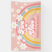 Rainbow Retro Five is a Vibe Groovy 5e Verjaardag Spandoek (Verticaal)