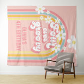 Rainbow Retro Four Ever Groovy 4TH Verjaardag Wandkleed (In Situ (horizontaal))