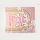 Rainbow Retro Four Ever Groovy 4TH Verjaardag Wandkleed (Voorkant (horizontaal))