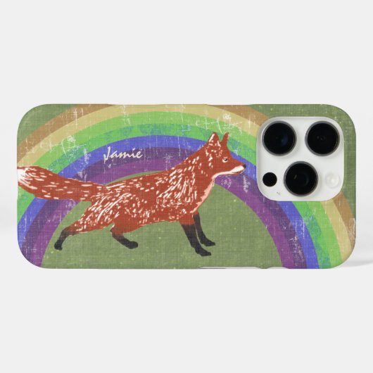Rainbow Retro Fox Art Oranje Retro Case-Mate iPhone Case (Achterkant (horizontaal))