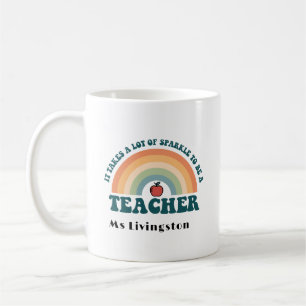 Rainbow Retro Gepersonaliseerde Leraar Dank u Mok