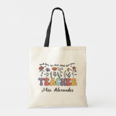 Rainbow Retro Leraar Leven Aangepast Tote Bag (Achterkant)