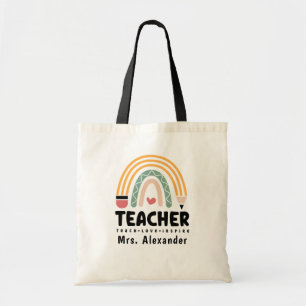 Rainbow Retro Leraar Leven Aangepast Tote Bag