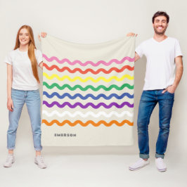 Rainbow Retro Pic Rac met naam Fleece Deken