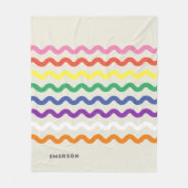 Rainbow Retro Pic Rac met naam Fleece Deken (Voorkant)