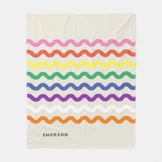 Rainbow Retro Pic Rac met naam Fleece Deken (Voorkant)