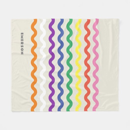 Rainbow Retro Pic Rac met naam Fleece Deken (Voorkant (Horizontaal))