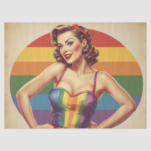 Rainbow Retro: Pin-Up Stijl Decoupage Delights Tissuepapier (Voorkant)