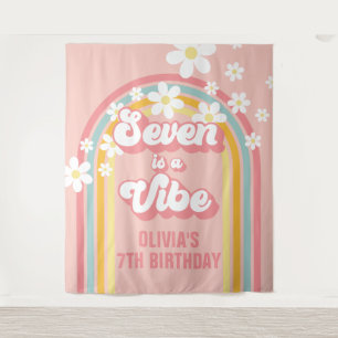 Rainbow Retro Seven is een Vibe Groovy 7de verjaar Wandkleed