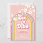 Rainbow Retro SIX is a Vibe Groovy 6de verjaardag Kaart (Voorkant)