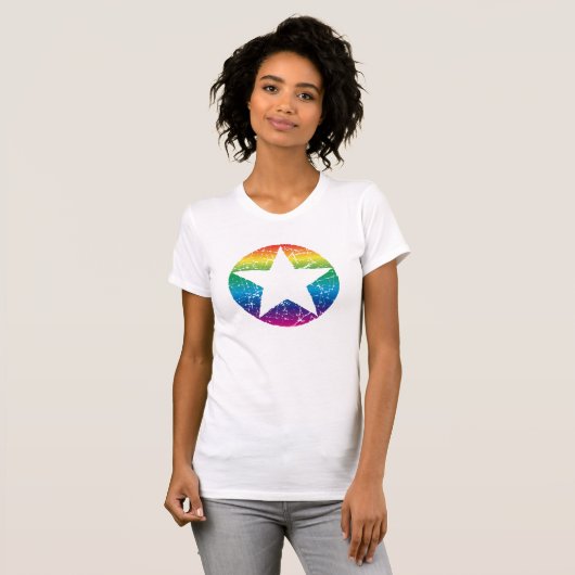 Rainbow Retro Star T-shirt (Voorkant volledig)