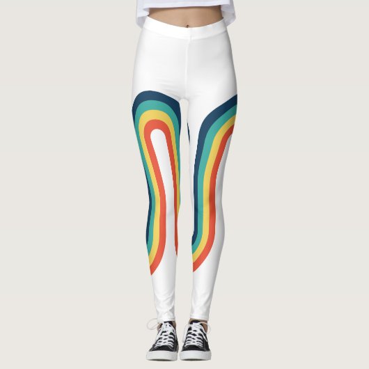 Rainbow Retro Stripe  Leggings (Voorkant)