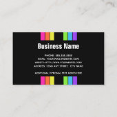 Rainbow Retro Stripes Bright Verticaal zwart Visitekaartje (Achterkant)