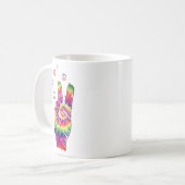 Rainbow Retro Tie Dye Psychedelic Peace Sign Hand Koffiemok (Voorkant links)