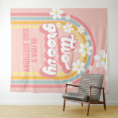 Rainbow Retro Two Groovy 2e Verjaardag Wandkleed (In Situ (horizontaal))