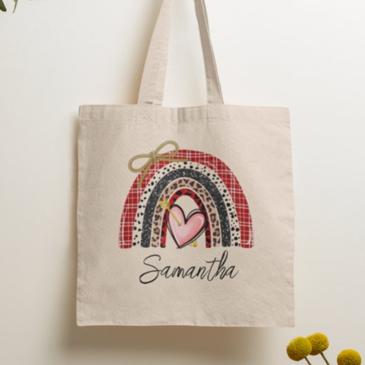 Rainbow Retro Valentijnsdag Love hart Tote Bag