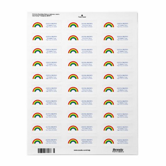 Rainbow Return-adres Etiket (Full Sheet)