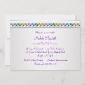 Rainbow Rhinestones Paarse Witte Meisje Eerste Com Kaart (Achterkant)