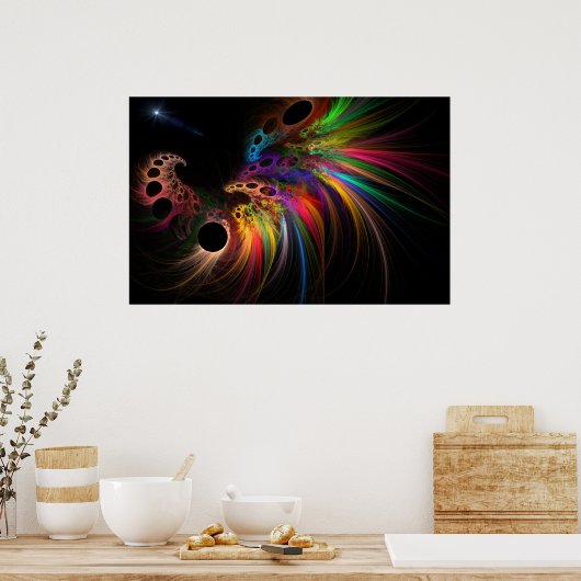 Rainbow Rhino Fractal Art Poster (Keuken)