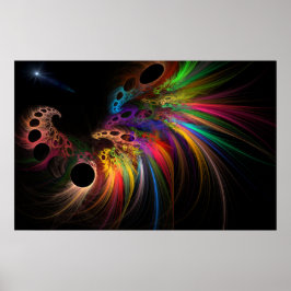 Rainbow Rhino Fractal Art Poster
