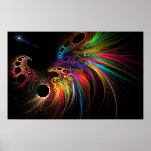 Rainbow Rhino Fractal Art Poster (Voorkant)