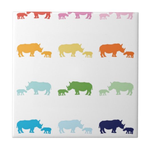 Rainbow Rhinos Tegeltje (Voorkant)