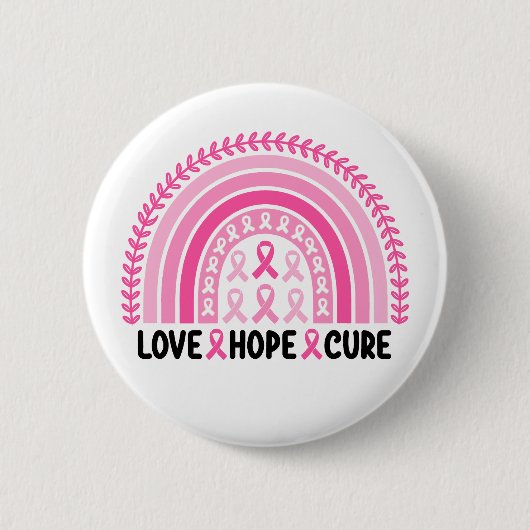 Rainbow Ribbon Breast Cancer Awareness Ronde Button 5,7 Cm (Voorkant)