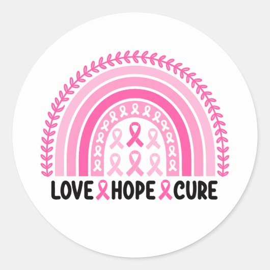 Rainbow Ribbon Breast Cancer Awareness Ronde Sticker (Voorkant)