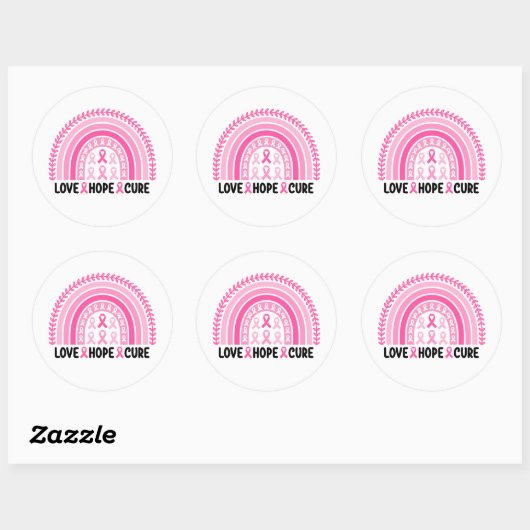 Rainbow Ribbon Breast Cancer Awareness Ronde Sticker (Vel)